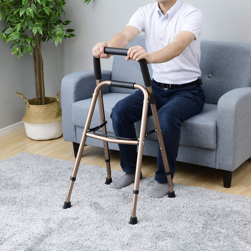 ●アルミ補助ステッキ 幅44～47×奥行41～50×高さ80～95cm KTA-50(BZ) ブロンズ 4983771103421×1