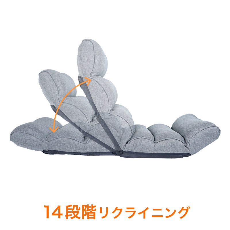 ●3箇所リクライニング座椅子 幅54×奥行70~127×高さ16~72cm グレー 4570142885811×1