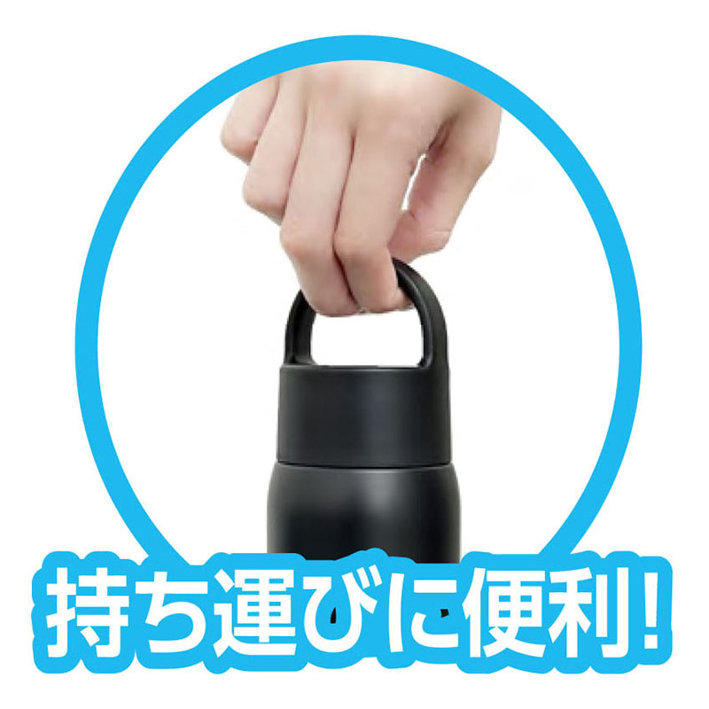 ●持ち手付マグボトル スクリュータイプ 保温｜保冷対応 600ml ブラック 4570142955477×1