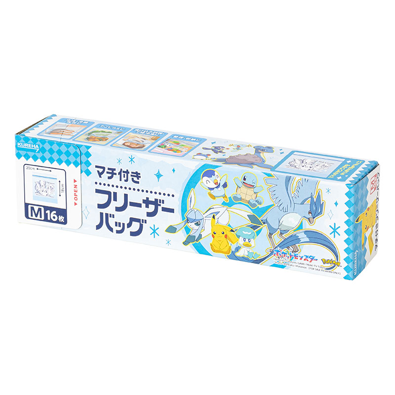 ●マチ付きフリーザーバッグ M(18×20cm)16枚入 ポケモンスぺシャルパッケージ 4901422335991×1