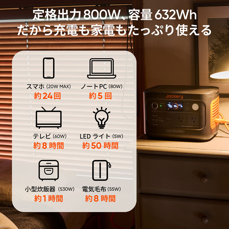 ●ポータブル電源 600 JE-600C Plus グレー|オレンジ