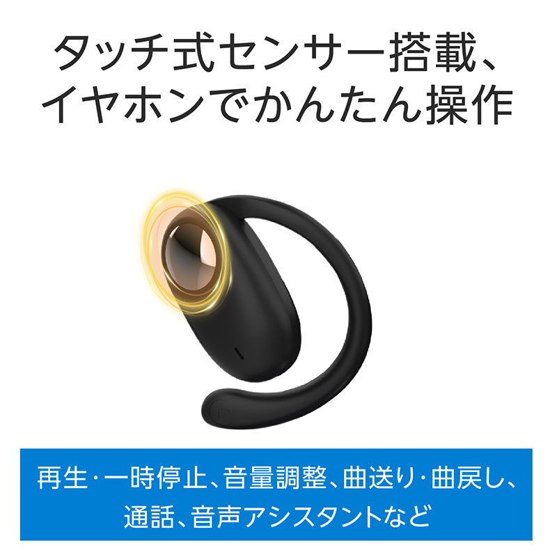【お取り寄せ商品】オープンイヤー型 ワイヤレスイヤホン イヤーフックタイプ ホワイト GH-OWSA-WH
