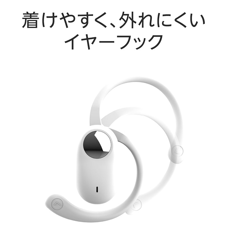 【お取り寄せ商品】オープンイヤー型 ワイヤレスイヤホン イヤーフックタイプ ホワイト GH-OWSA-WH