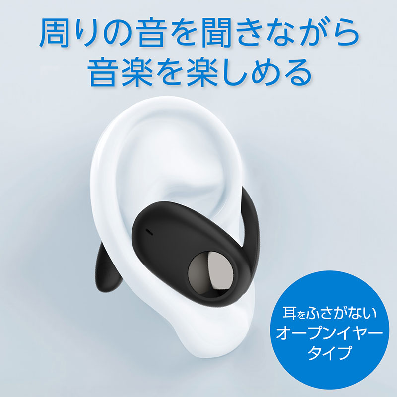 【お取り寄せ商品】オープンイヤー型 ワイヤレスイヤホン イヤーフックタイプ ホワイト GH-OWSA-WH