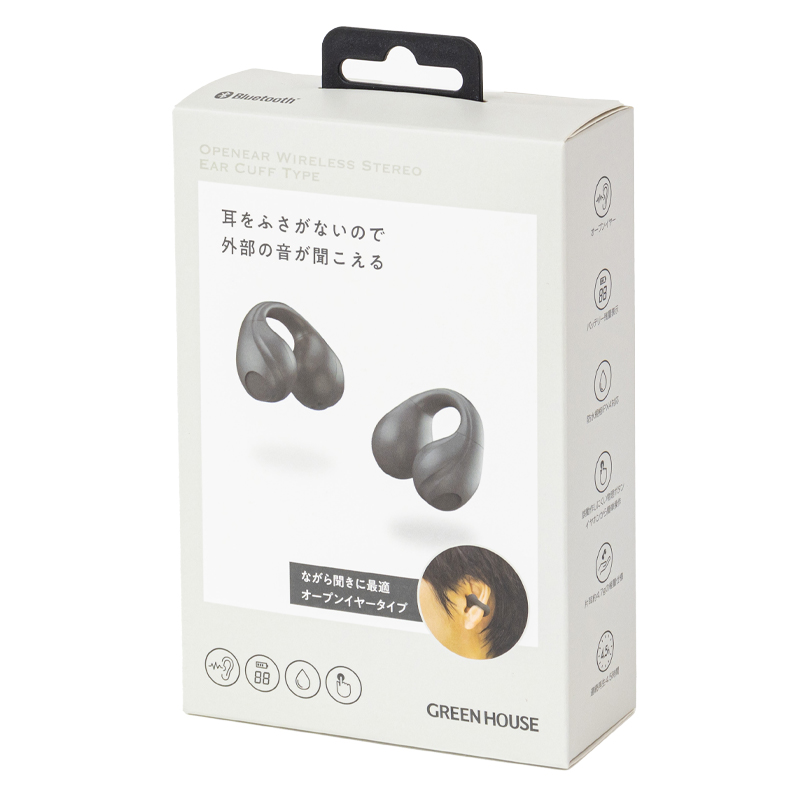 【100周年限定品】オープンイヤー型ワイヤレスイヤホン SBC AAC　GH-OWSCMR-BK