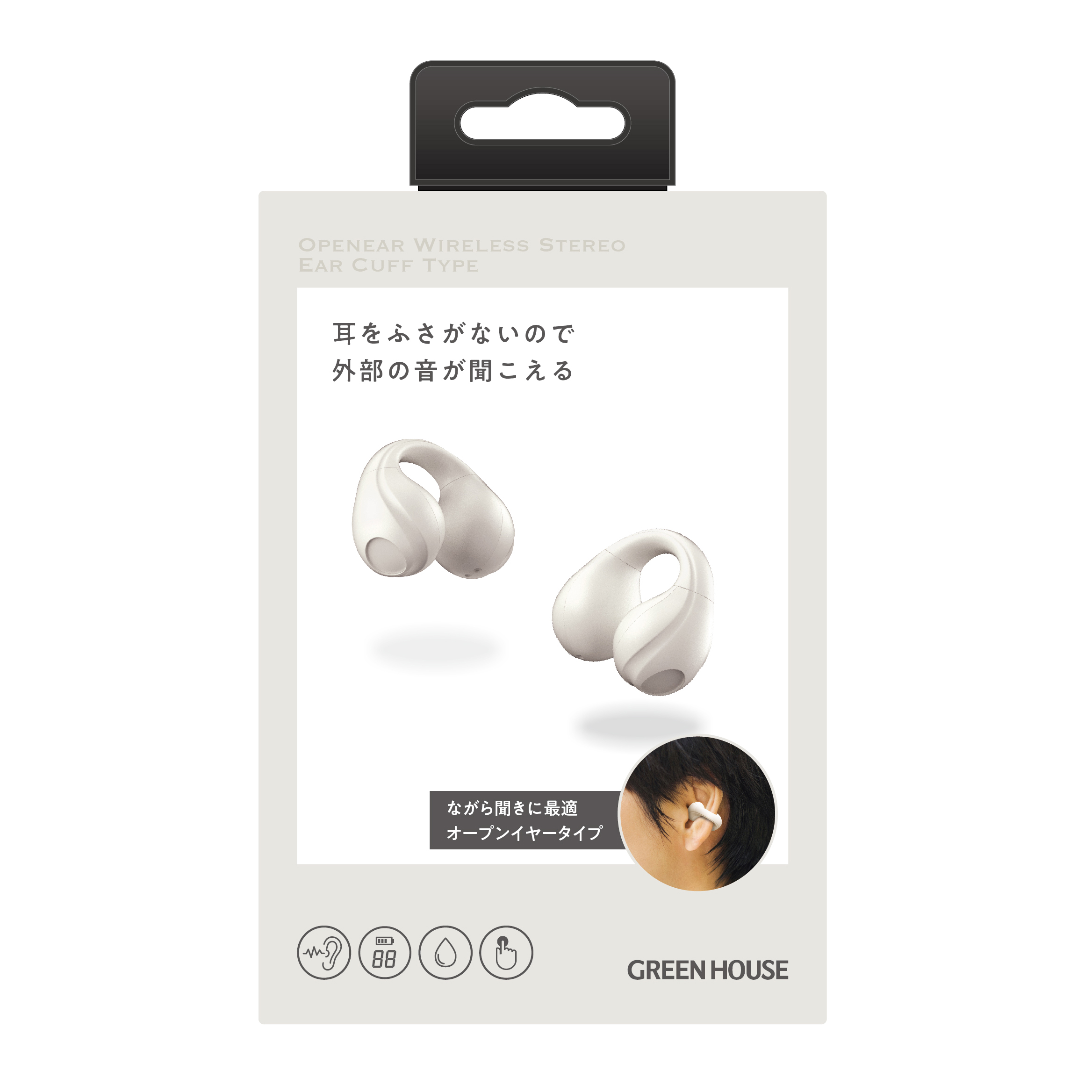 【100周年限定品】オープンイヤー型ワイヤレスイヤホン SBC AAC　GH-OWSCMR-WH