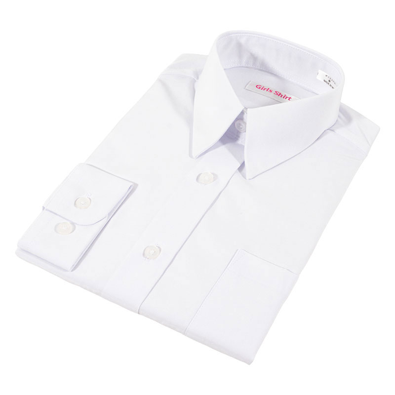 【お取り寄せ商品】女児 長袖 スクールブラウス 白