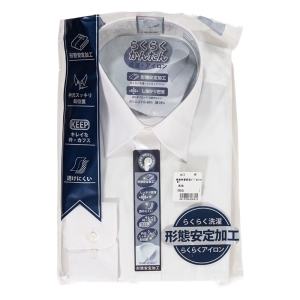 長袖 形態安定ビジネスシャツ L 白 首周り 41 裄丈