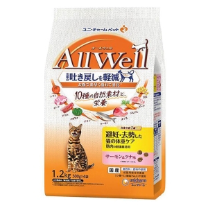 オールウェル 10種の自然素材 避妊・去勢した猫の体重ケア サーモン＆ツナ味 1.2kg