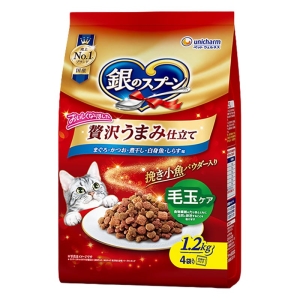 銀のスプーン 贅沢うまみ仕立て毛玉ケアまぐろ・かつお・煮干し・白身魚・しらす味 1.2kg