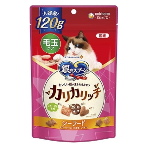 銀のスプーン おいしい顔が見られるおやつ 毛玉ケア カリカリリッチ シーフード 120g