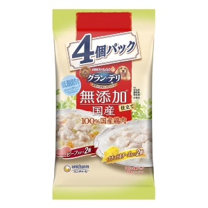 グラン・デリ 無添加仕立て 国産パウチ 成犬用 ビーフ入り×ナチュラルチーズ入り 70g×4個