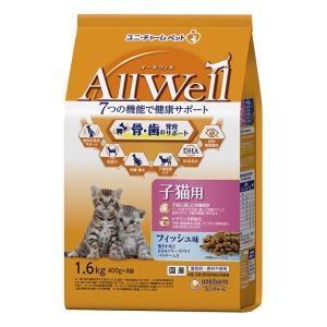 AllWell 健康に育つ子猫用フィッシュ味挽き小魚とささみのフリーズドライパウダー入り1.6kg