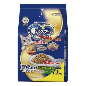 銀のスプーン 贅沢素材バラエティ 肥満が気になる猫用 まぐろかつおささみ野菜味 1.1kg