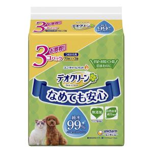 デオクリーン純水99%ウェットティッシュつめかえ用70枚3個パック