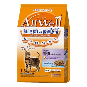 AllWell 成猫の腎臓の健康維持用フィッシュ味 挽き小魚とささみフリーズドライパウダー入り 1.5kg