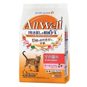 オールウェル 10種の自然素材 室内猫用 サーモン＆ツナ味 1.3kg
