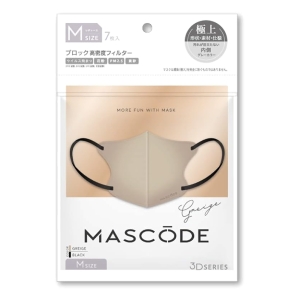 マスコード 3Dマスク バイカラー M グレージュ×ブラック 7枚