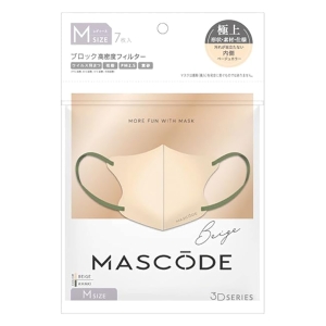 マスコード 3Dマスク バイカラー M ベージュ×カーキ 7枚