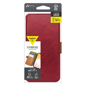 iPhone17 MagSafeアクセサリー対応 手帳タイプケース レッド AC-P25-PB RD