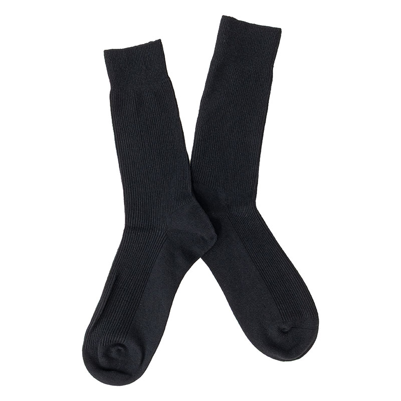 メンズ リバーシブルソックス クルー丈 リブ 黒 3FZ04W 25-27cm