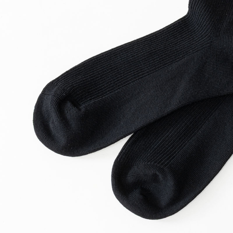 メンズ リバーシブルソックス クルー丈 リブ 黒 3FZ04W 25-27cm