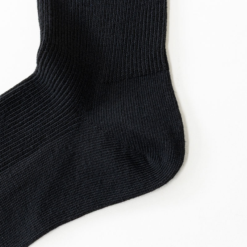 メンズ リバーシブルソックス クルー丈 リブ 黒 3FZ04W 25-27cm