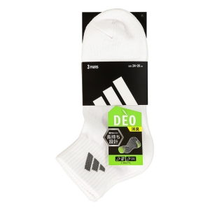 メンズ adidas 無地 ショート丈ソックス ホワイト 3足組