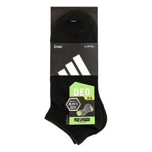 メンズ adidas 柄 ショート丈ソックス ブラック 3足組