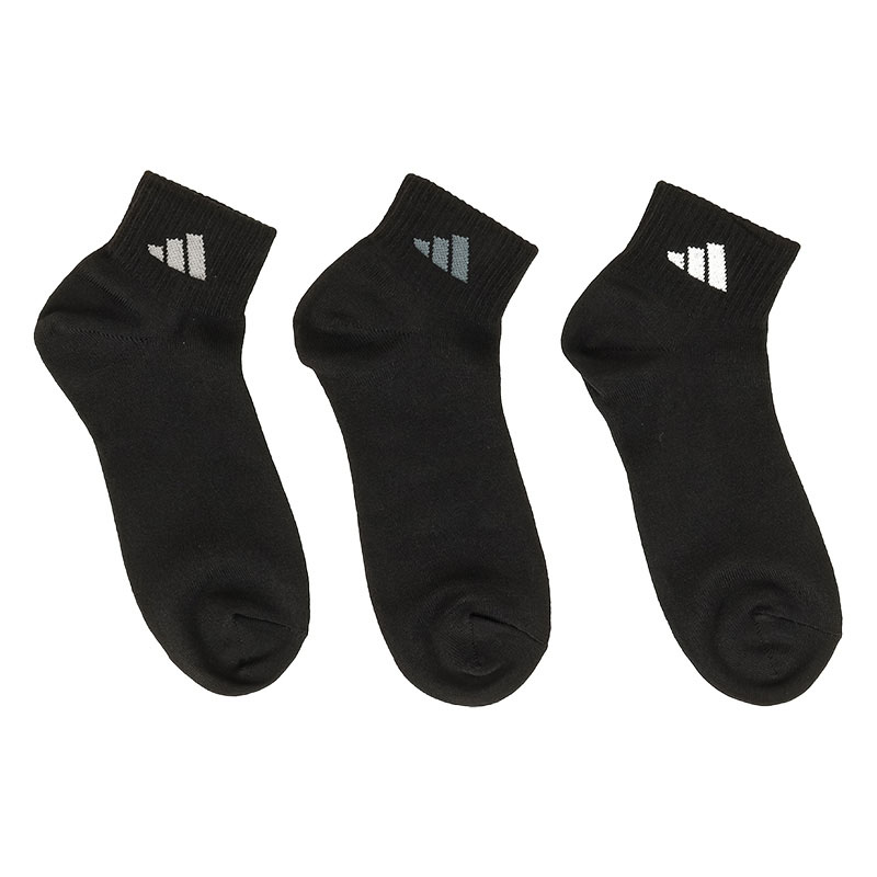 メンズ adidas 無地 ショート丈ソックス ブラック 3足組