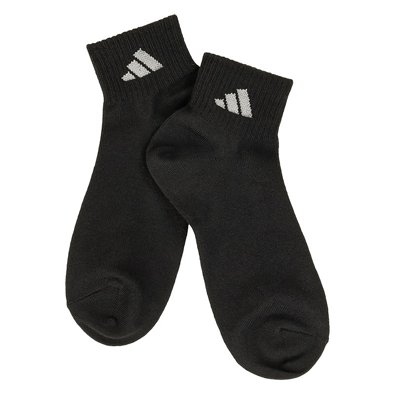 メンズ adidas 無地 ショート丈ソックス ブラック 3足組