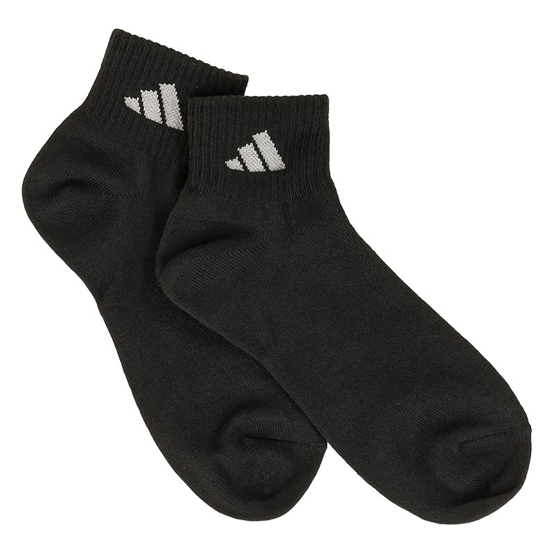 メンズ adidas 無地 ショート丈ソックス ブラック 3足組
