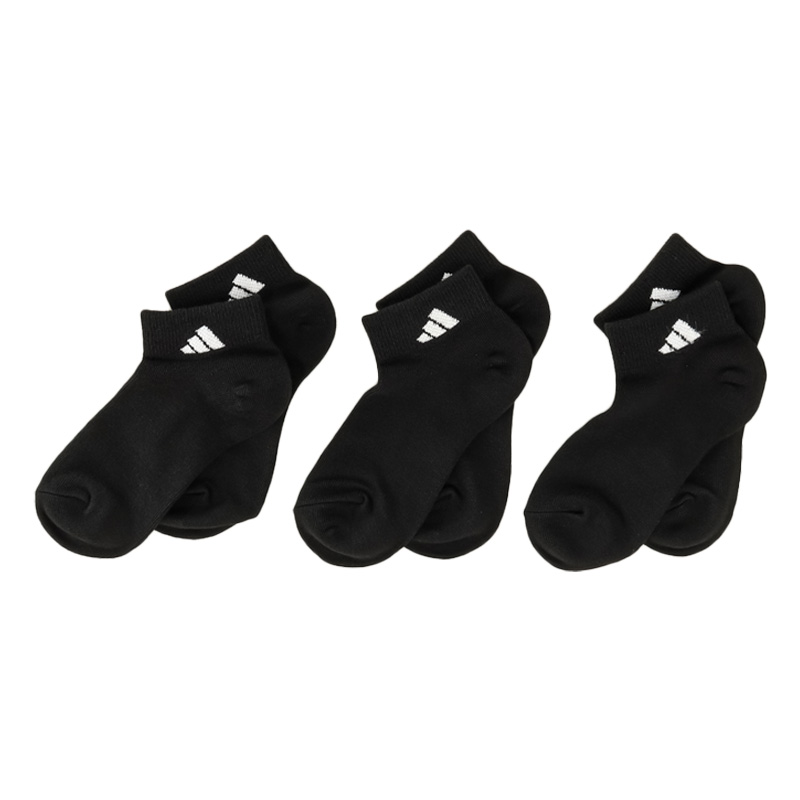 ジュニア adidas 無地 ショート丈 3足組 ブラック
