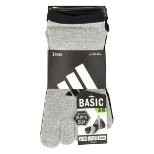 メンズ adidas BASIC 5本指スニーカー丈ソックス MIX 3足組