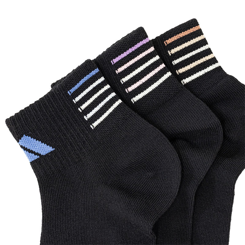 レディース ラインショートソックス ミックス 23-25cm 3足組