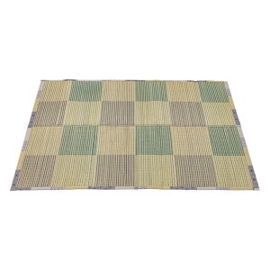 ふっくら コンパクト い草ラグ 約3帖(180×230cm) 唐草市松 グレー