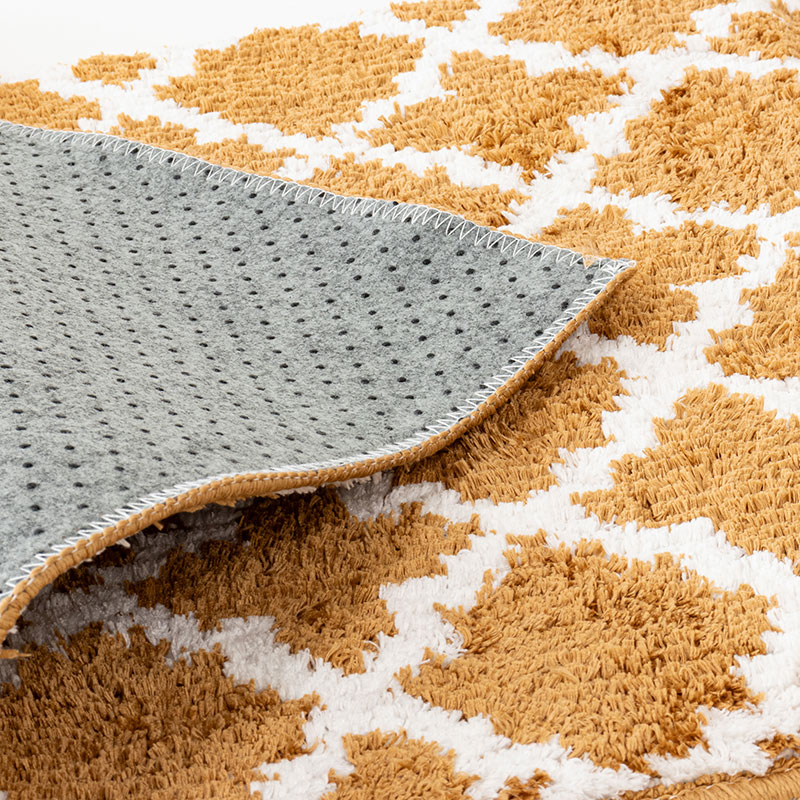 洗えるふんわり キッチンマット 45×240cm オーナメント ブラウン