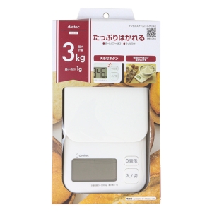 デジタルキッチンスケール 「トルテ」 最大計量 3kg ホワイト