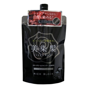 美染髪カラークリームシャンプー リッチブラック 400g