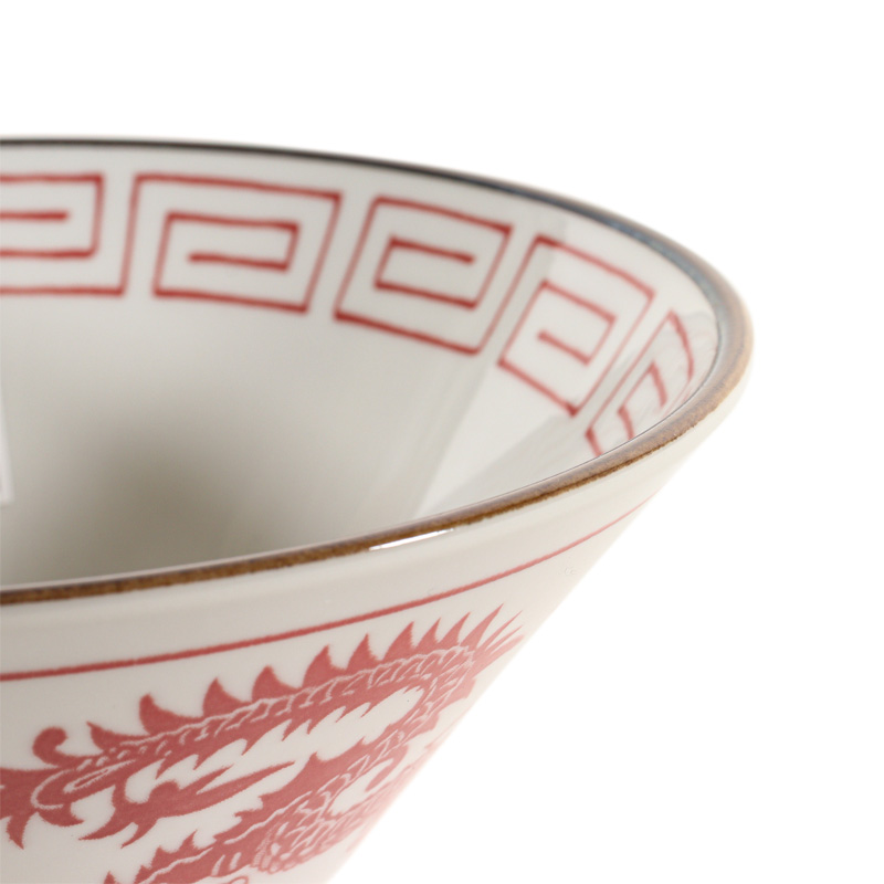 レトロ 中華ラーメンどんぶり 龍 赤