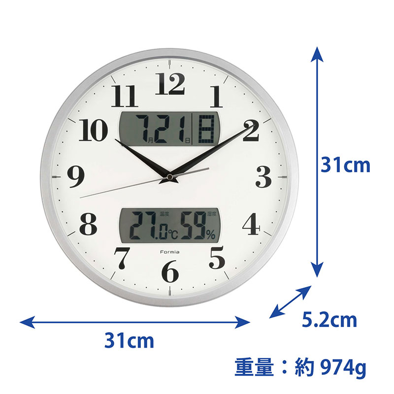 電波掛時計 温湿度計付き HWC-001RCSV
