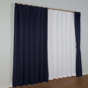 省エネ遮光カーテン 100×200cm ネイビー 2枚入り