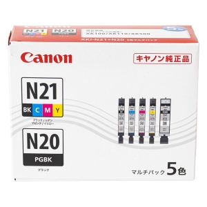 純正 インクタンク XKI-N21(ブラック+シアン+マゼンタ+イエロー)+XKI-N20 マルチパック5色