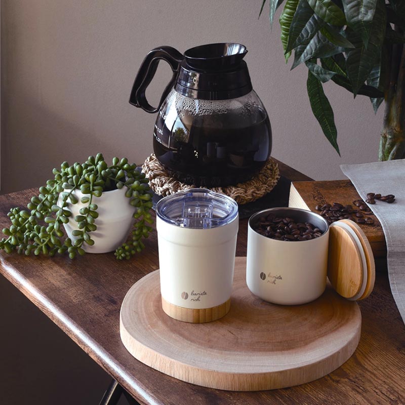 バリスタリッチ 真空蓋付タンブラー 350ml 保温・保冷 オフホワイト