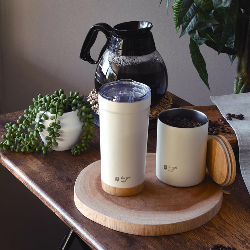 バリスタリッチ 真空蓋付タンブラー 550ml 保温・保冷 オフホワイト