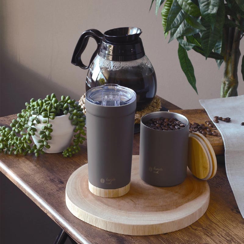 バリスタリッチ 真空蓋付タンブラー 550ml 保温・保冷 ウォームグレー