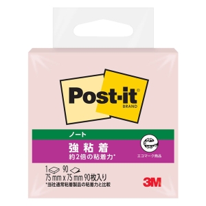 ポストイット 強粘着ノート ピンク 75×75mm 90枚入