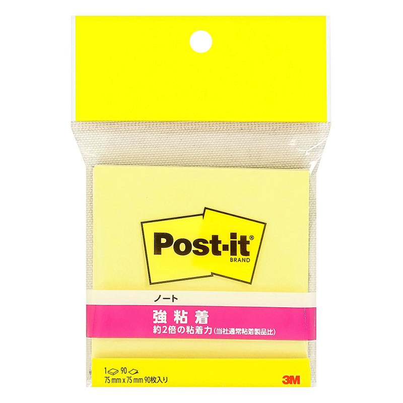 ポスト・イット 強粘着ノート 再生紙 75mm×75mm 90枚入り