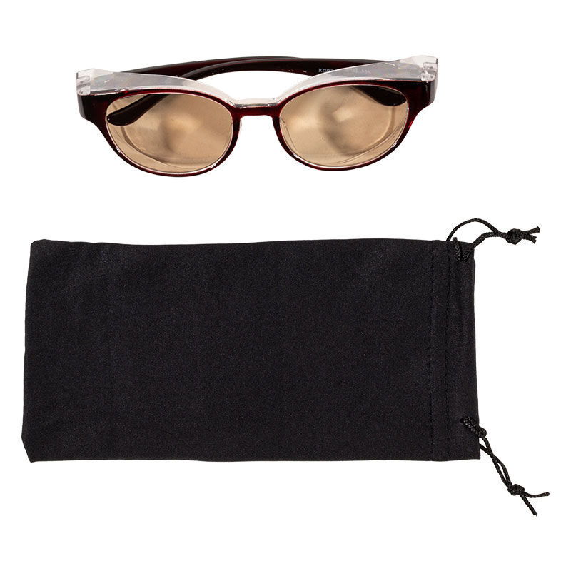 花粉対策メガネ アイセーバー ボストン型 ブラウン 巾着&くもり止めメガネ拭き付き
