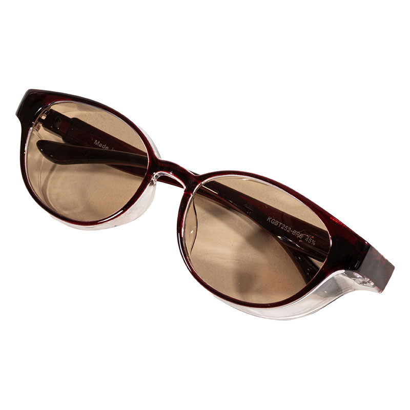 花粉対策メガネ アイセーバー ボストン型 ブラウン 巾着&くもり止めメガネ拭き付き